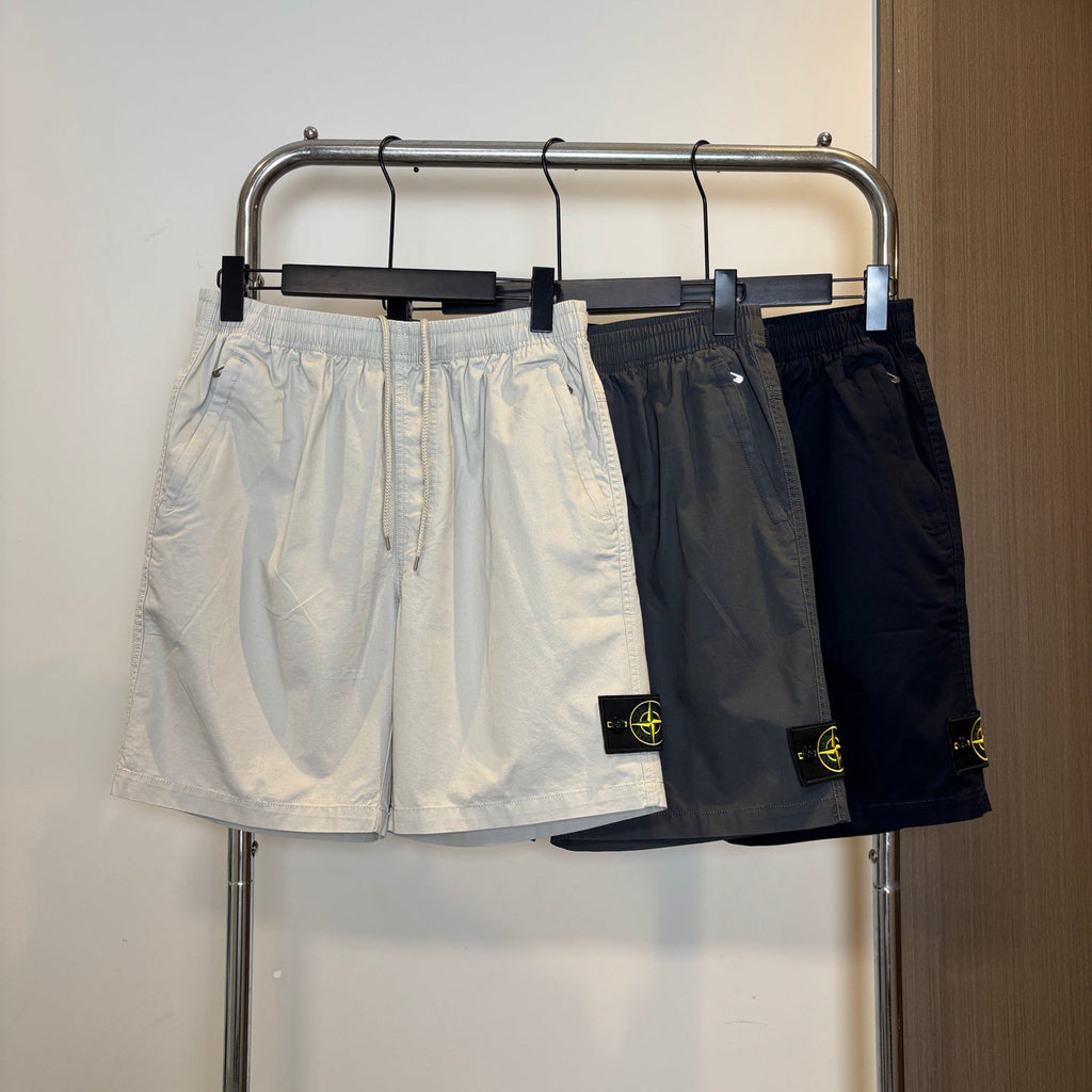 Stone Island Mid-Length Utility Cotton Shorts with Elasticated Waist and Compass Badge