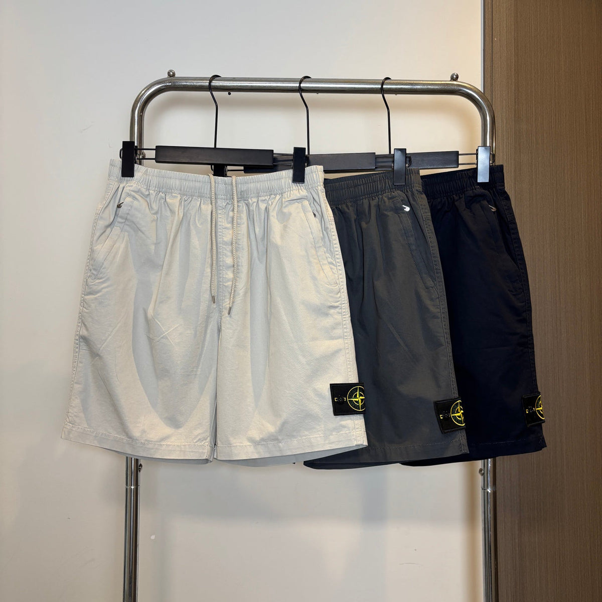 Stone Island Mid-Length Utility Cotton Shorts with Elasticated Waist and Compass Badge
