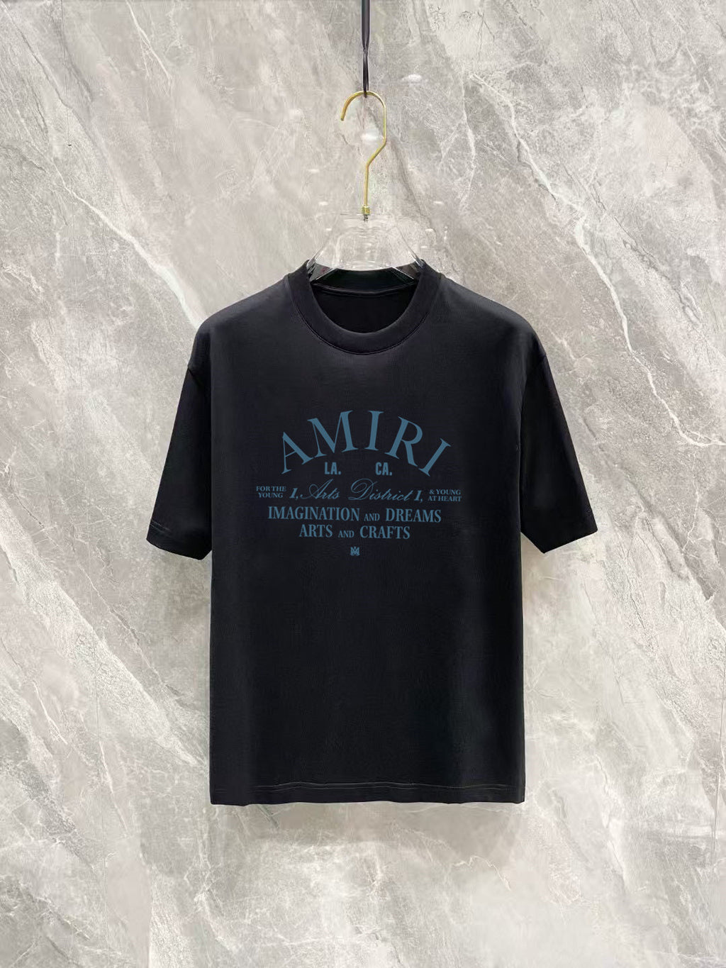 Amiri Arts District Multi‑Line Text Graphic Crew‑Neck Short‑Sleeve T‑Shirt
