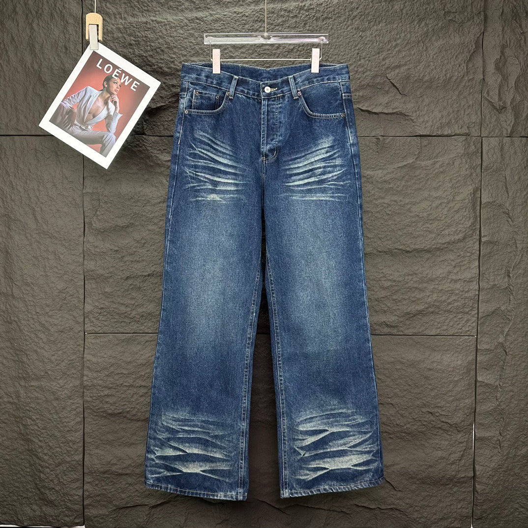 Acne Studios Vintage Whiskering Wide‑Leg Jeans