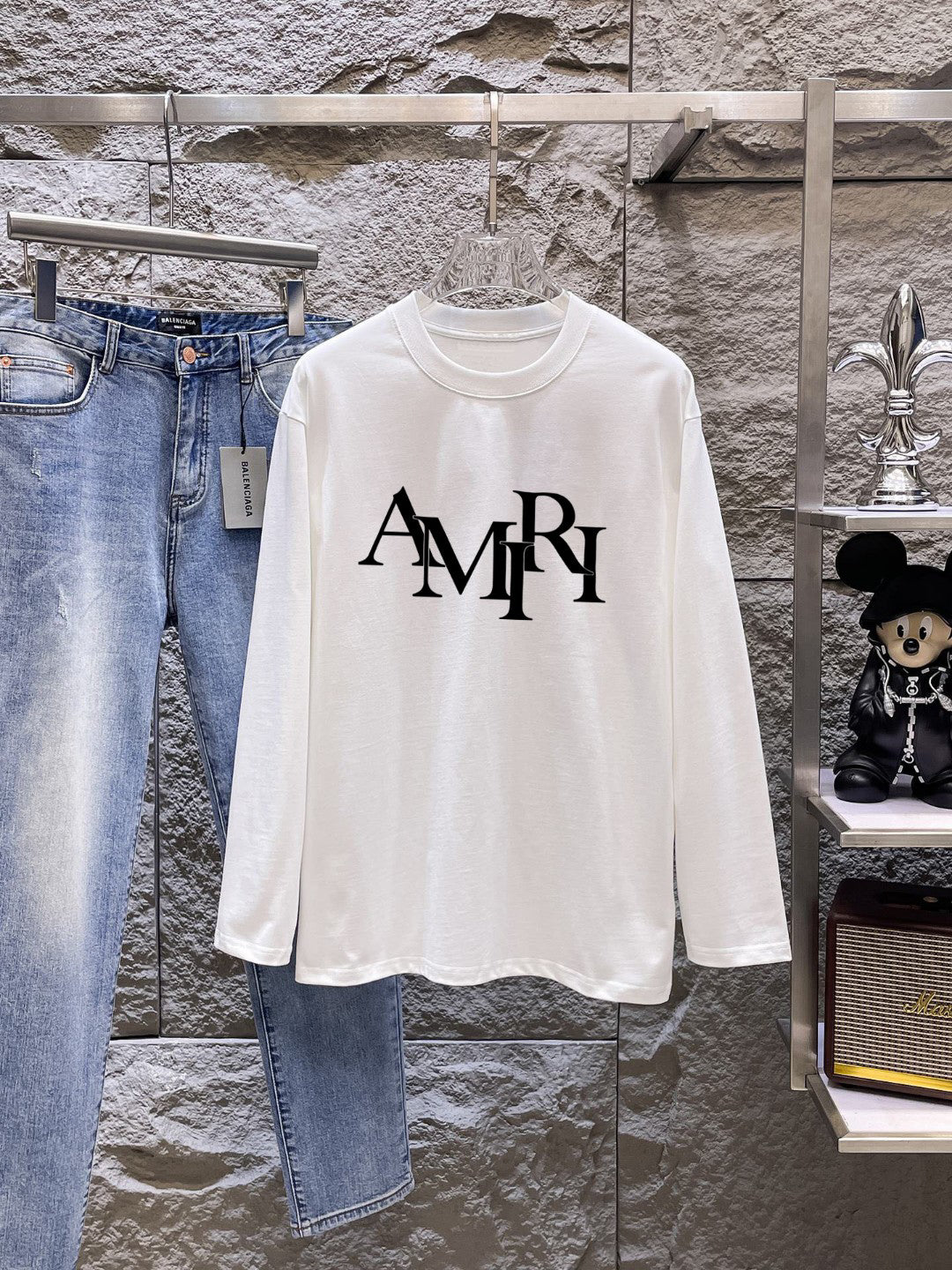 AMIRI Overlapped Logo Graphic Long‑Sleeve Tee