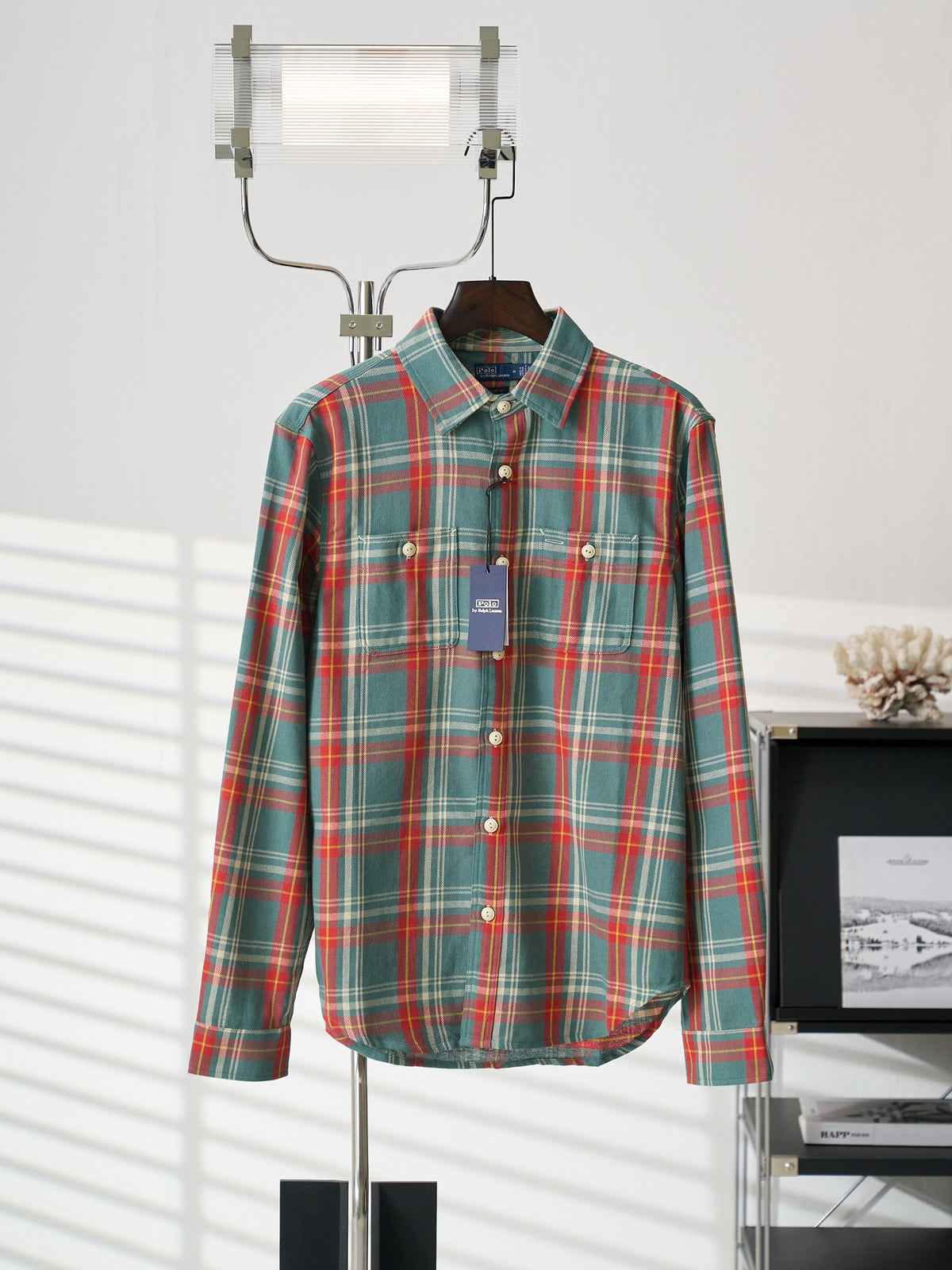 Ralph Lauren Men's Long‑Sleeve Plaid Flannel Shirt With Double Chest Pockets