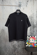 Men's Short‑Sleeve Crew Neck Cotton T‑Shirt with Pony Embroidery