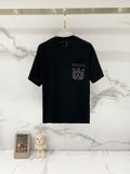 AMIRI Chest Pocket Embroidered Monogram Crew Neck Short‑Sleeve T‑Shirt