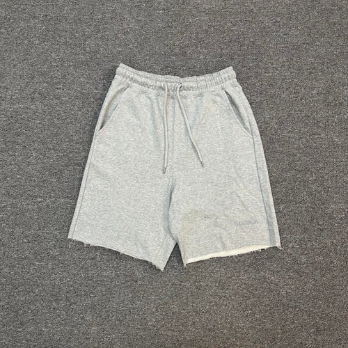 A Bathing Ape Wordmark Embroidered Raw Hem Shorts - Black / Gray