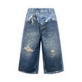 Acne Studios Distressed Knee‑Length Denim Shorts