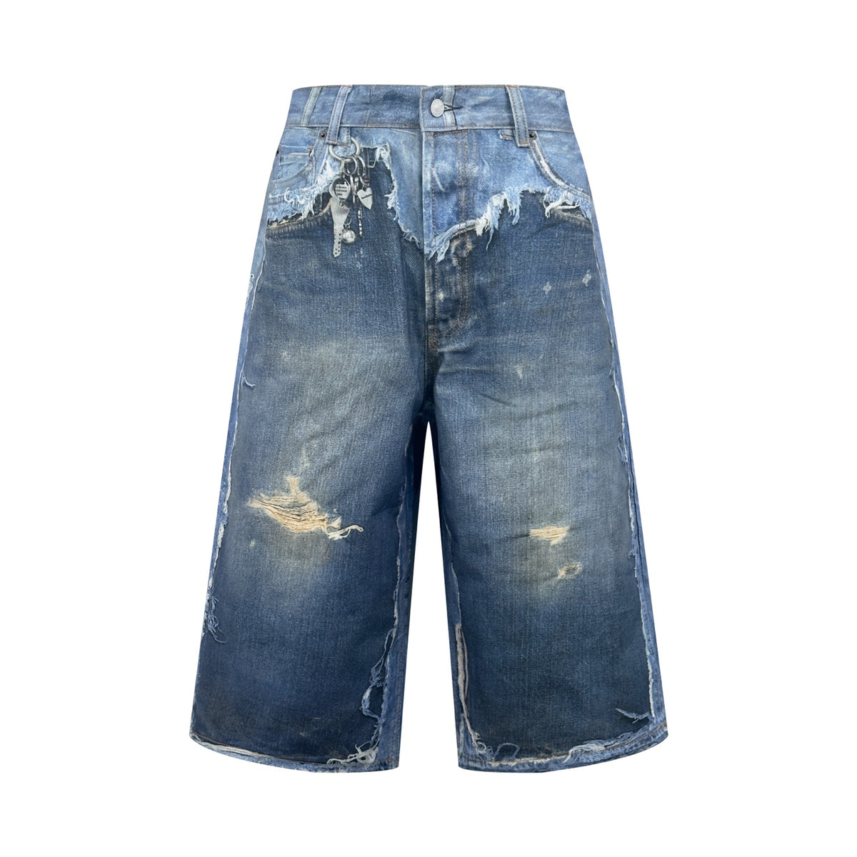 Acne Studios Distressed Knee‑Length Denim Shorts