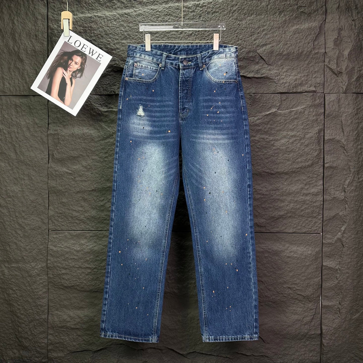 Acne Studios Paint‑Splatter Distressed Straight‑Leg Jeans
