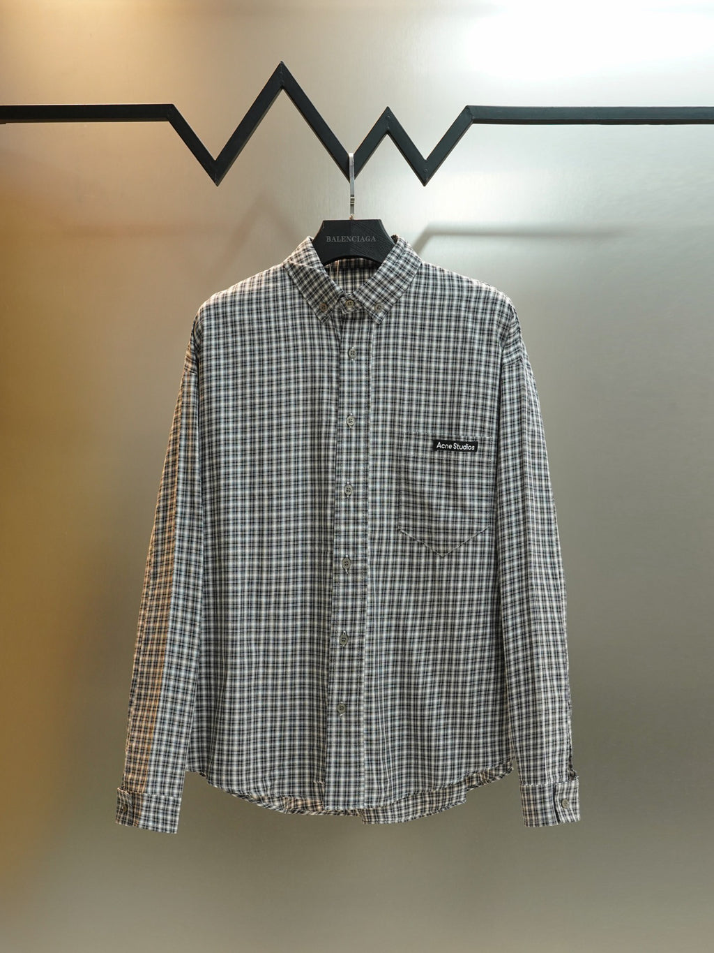 Acne Studios Check Patch‑Pocket Long‑Sleeve Button‑Down Shirt