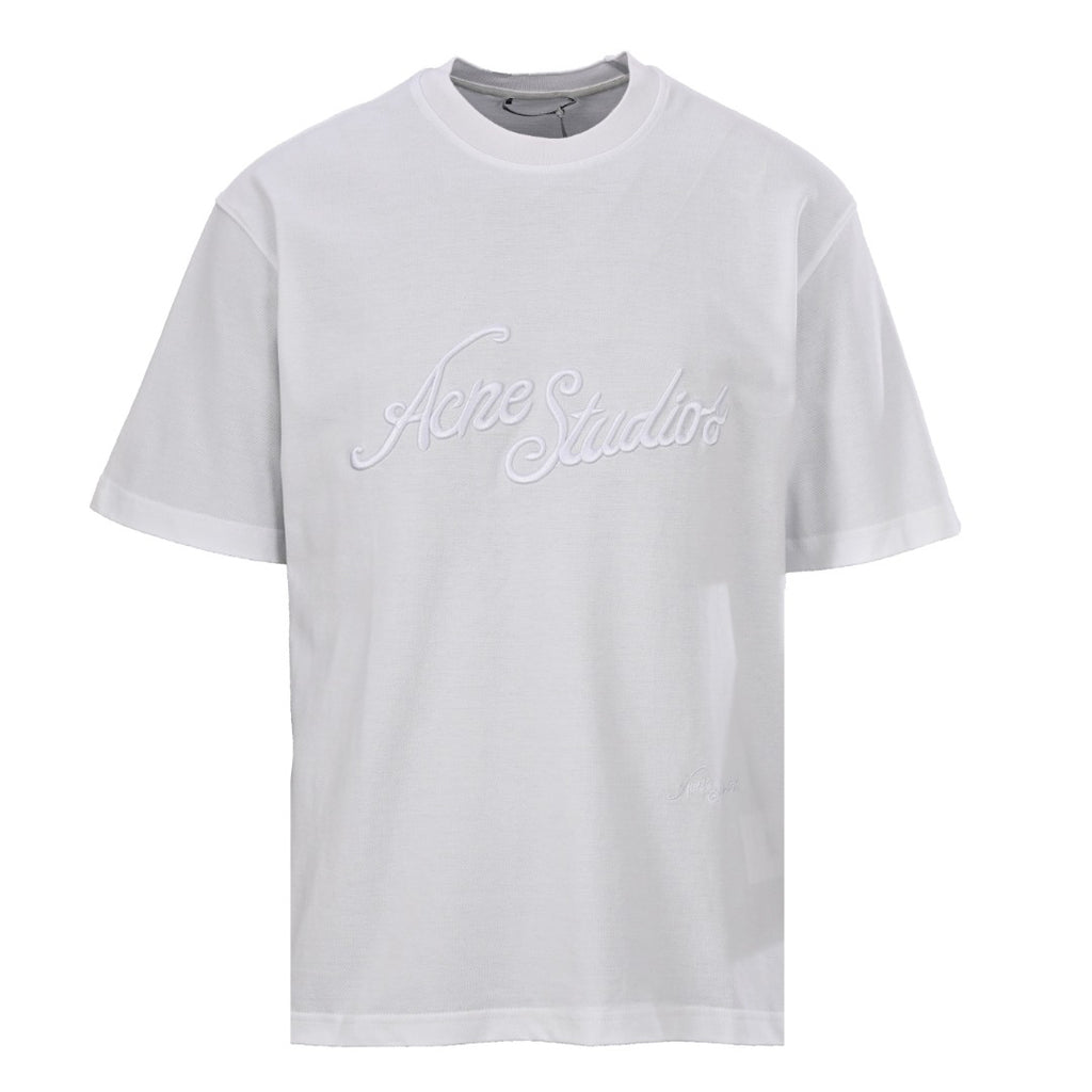 Acne Studios Script‑Embossed Textured‑Jersey Oversized Crew‑Neck T‑Shirt