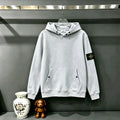 Stone Island Compass Badge Snap-Detail Pullover Hoodie Sweatshirt