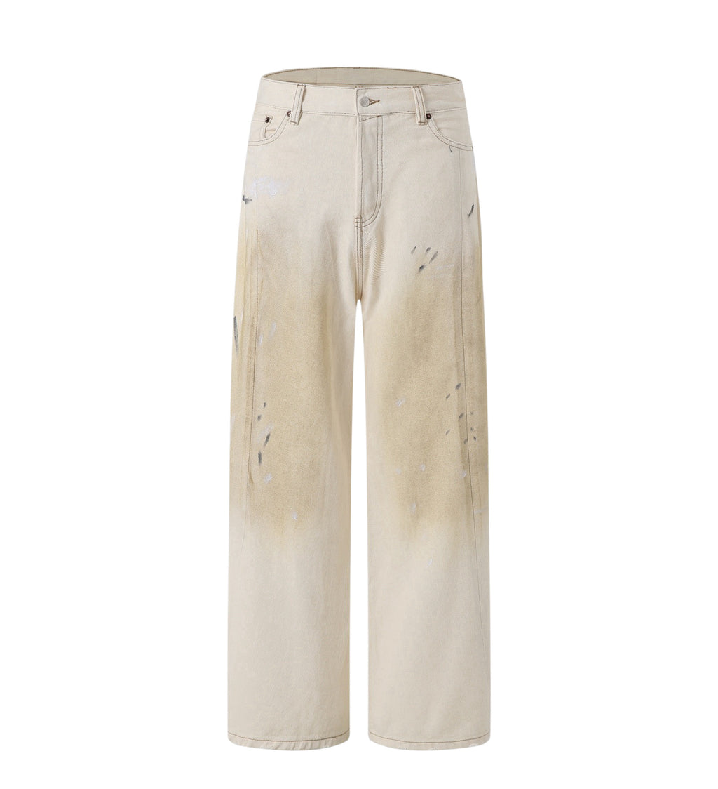 Acne Studios Vintage Paint‑Splatter Wide‑Leg Denim Jeans