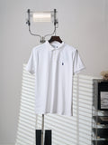 Men Classic Short‑Sleeve Collared Polo Shirt, Casual Top With Small Horse Chest Embroidery