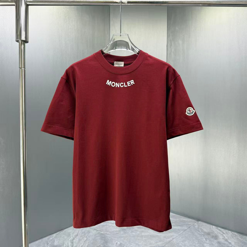 Moncler Lettering Logo T-Shirt Burgundy