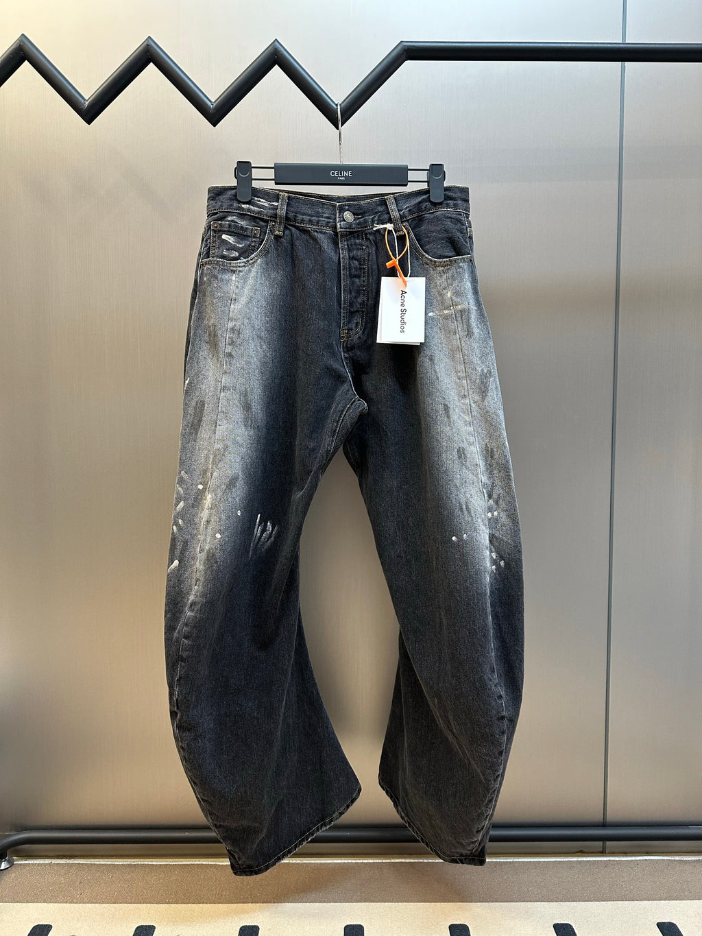 Acne Studios Paint‑Splash Vintage Washed Baggy Wide‑Leg Jeans