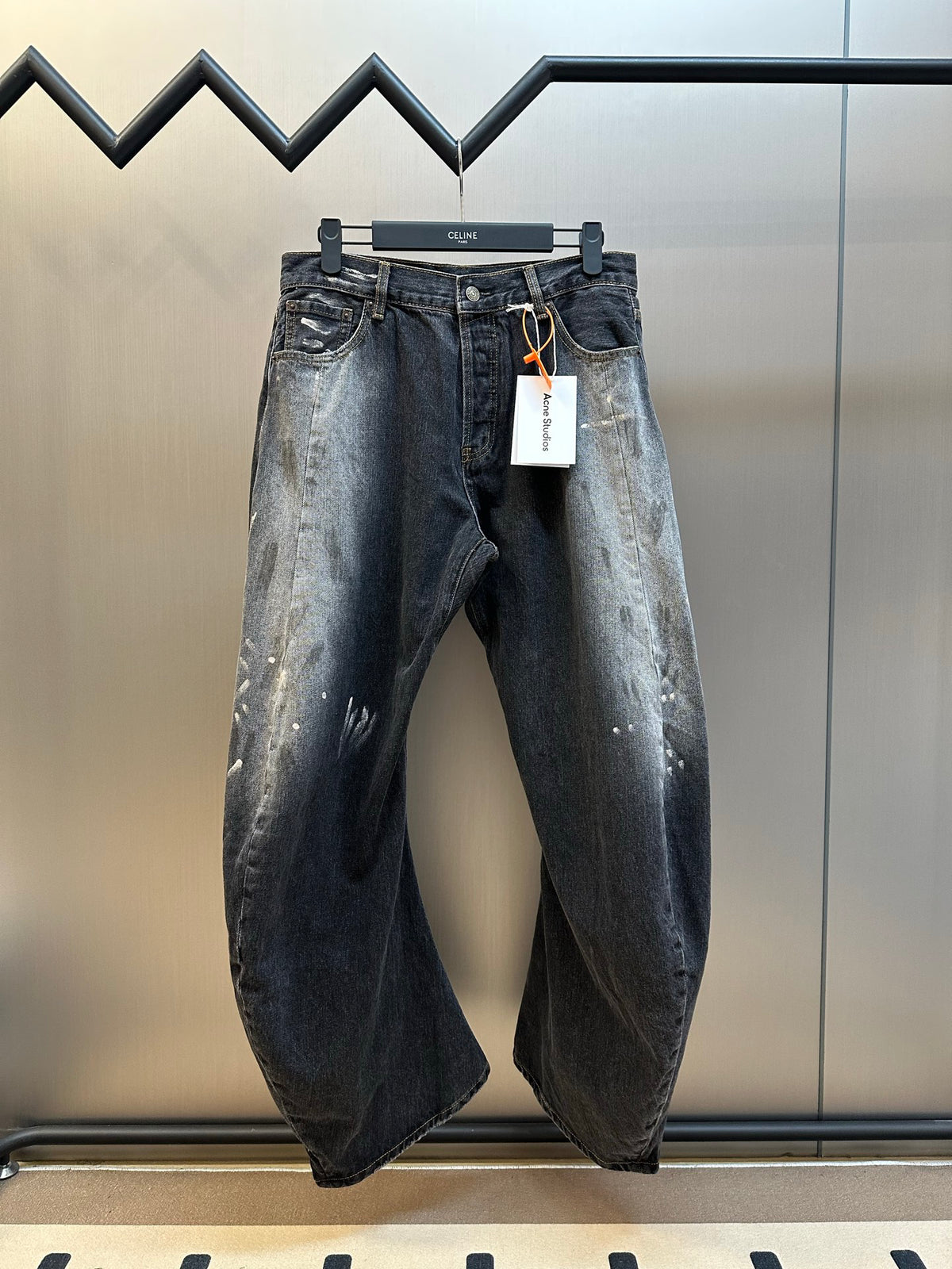 Acne Studios Paint‑Splash Vintage Washed Baggy Wide‑Leg Jeans