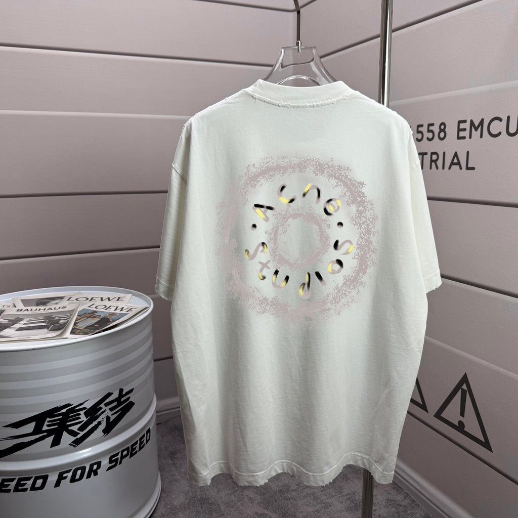 Acne Studios Back Circular‑Print T‑Shirt, Off‑White