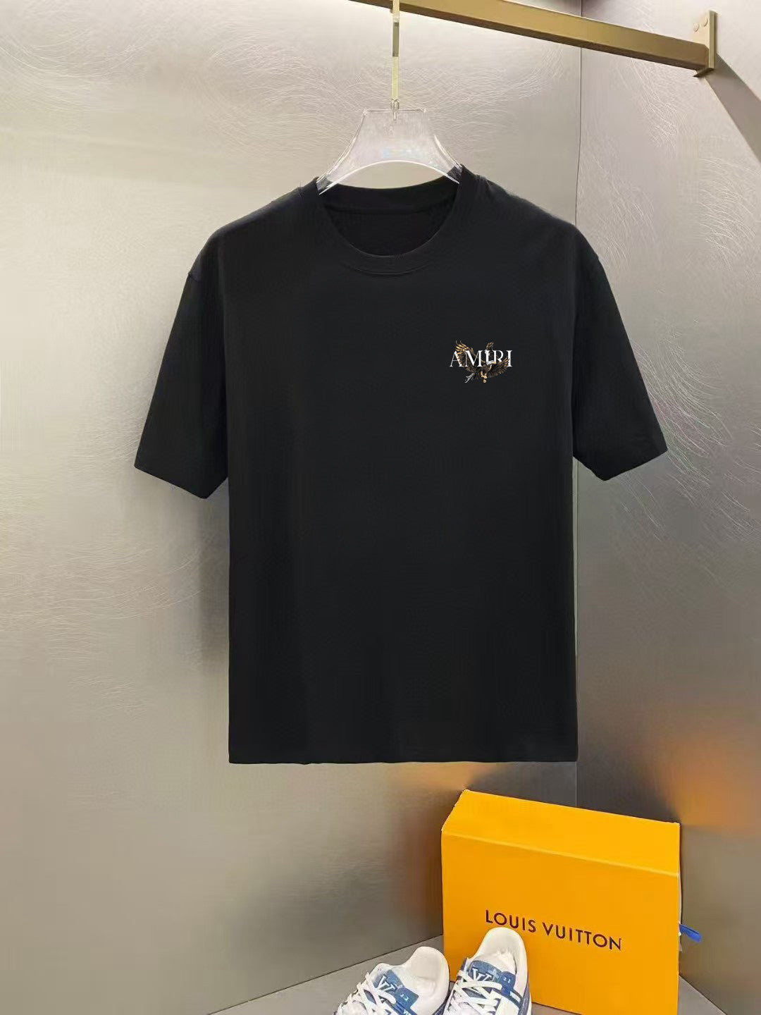 Amiri Eagle Logo Chest Graphic Crew‑Neck Short‑Sleeve T‑Shirt