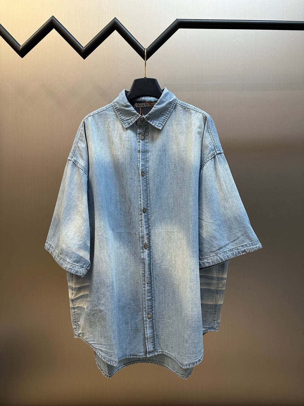 Acne Studios Oversized Short‑Sleeve Denim Button‑Down Shirt