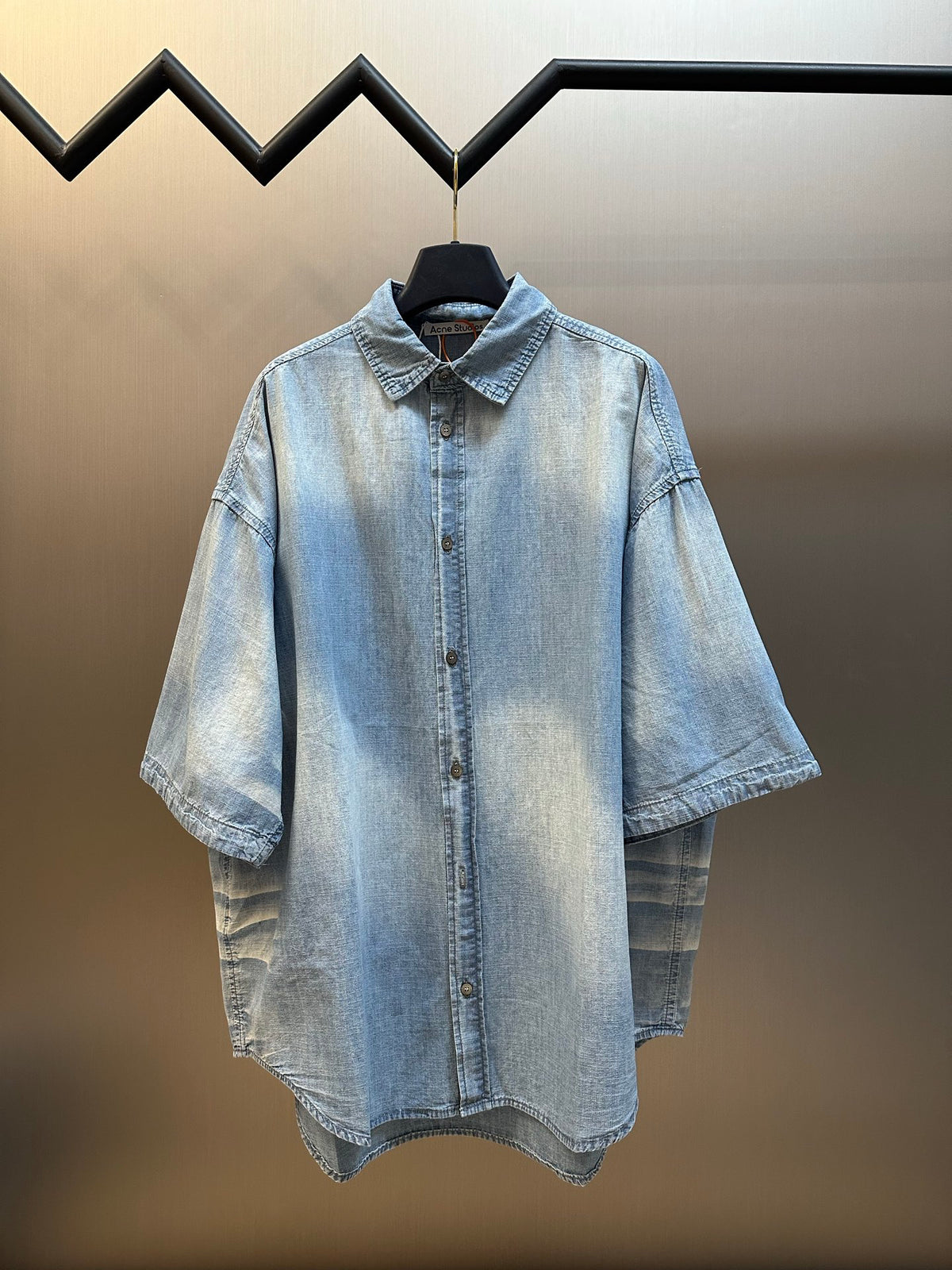 Acne Studios Oversized Short‑Sleeve Denim Button‑Down Shirt