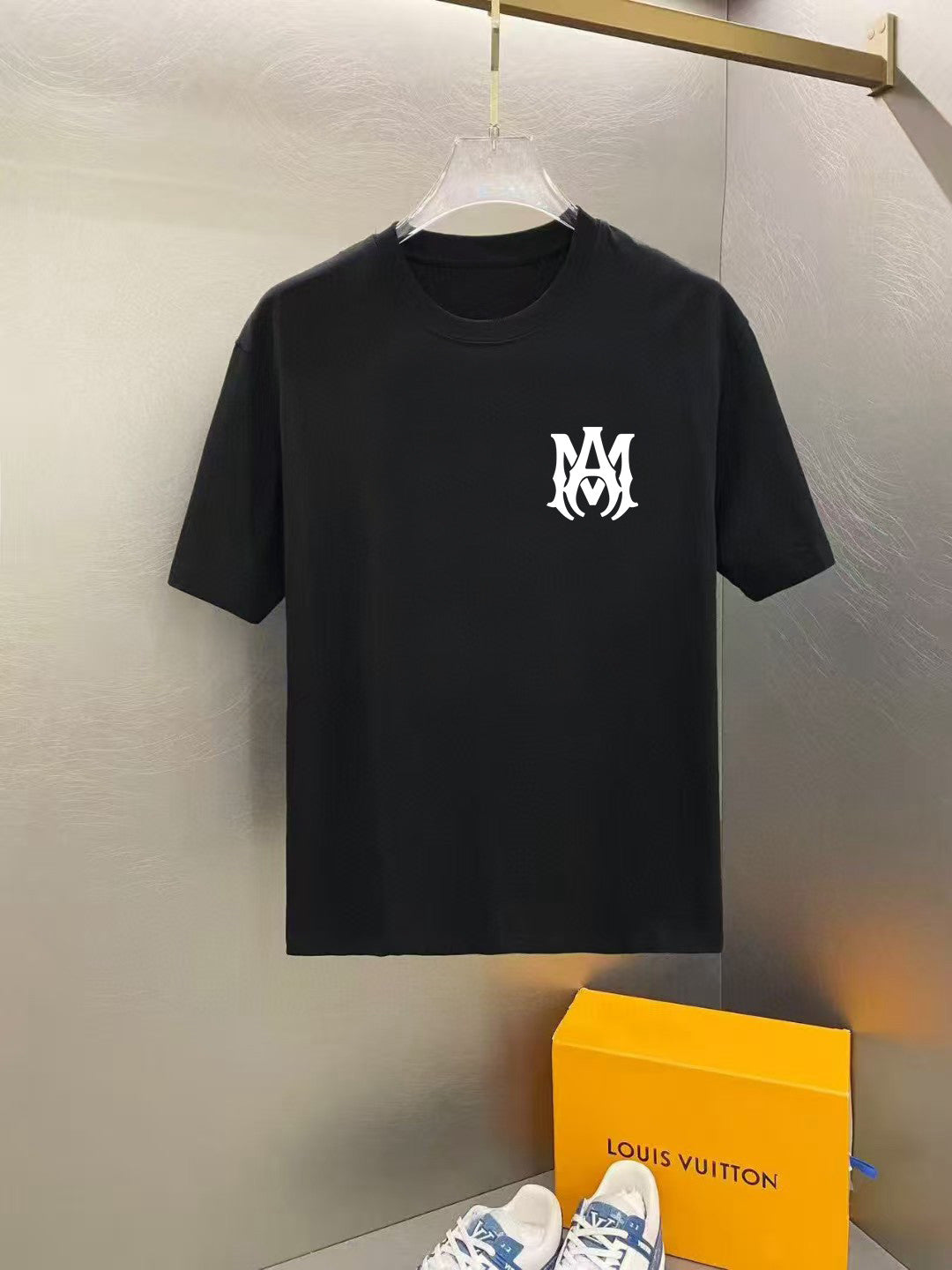 Amiri Small Chest Monogram Crew‑Neck Short‑Sleeve T‑Shirt