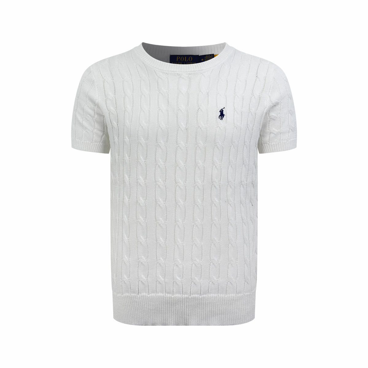 Ralph Lauren Men's Short‑Sleeve Cable‑Knit Crew Neck Sweater