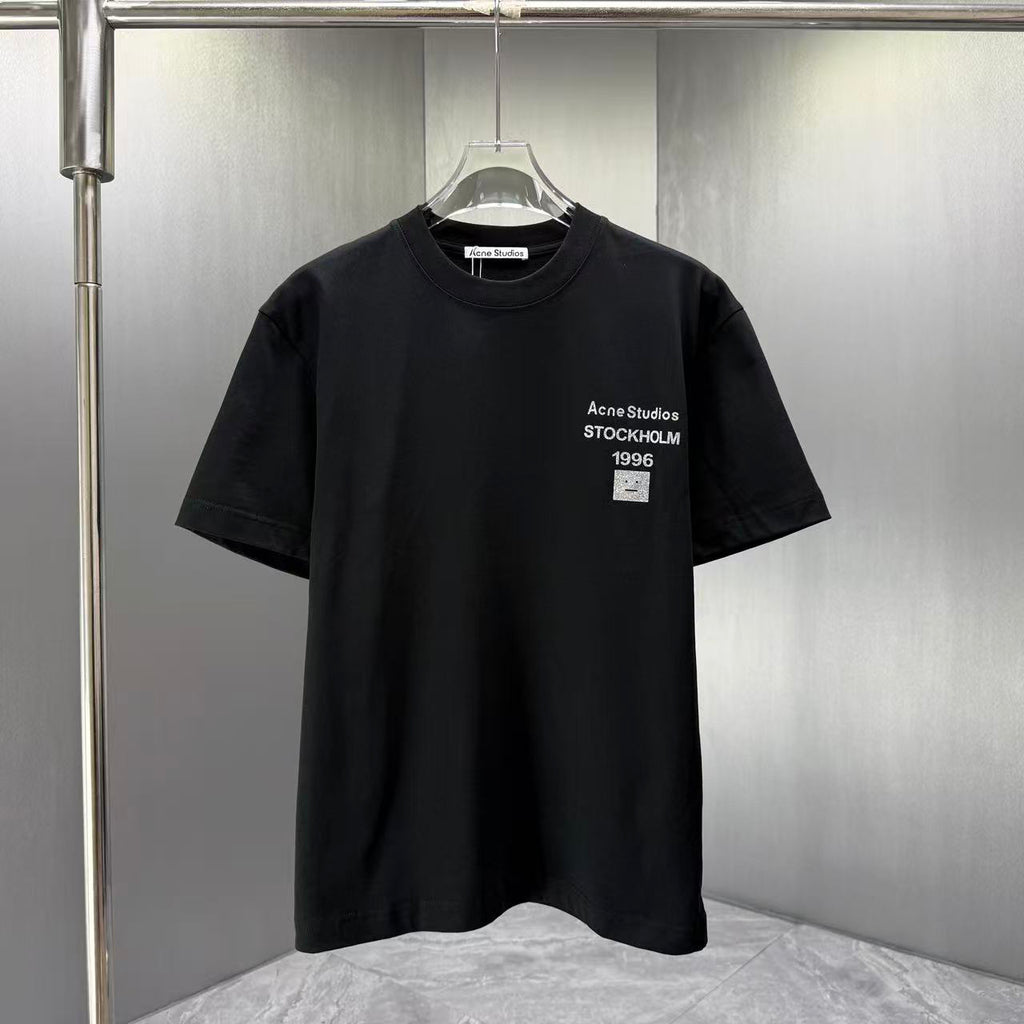 Acne Studios Stockholm 1996 Square‑Face Graphic Crew‑Neck Short‑Sleeve T‑Shirt