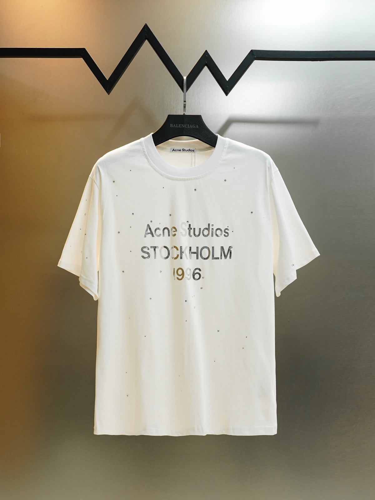Acne Studios Stockholm 1996 Speckled Print Crew‑Neck Short‑Sleeve T‑Shirt