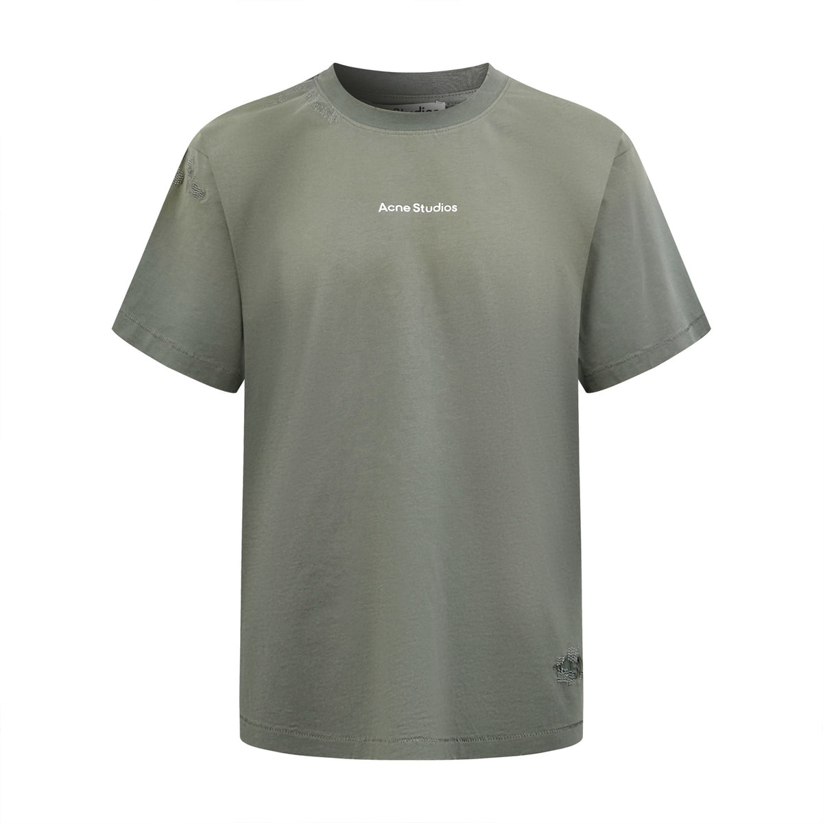 Acne Studios Distressed‑Detail Centered Text‑Logo Crew‑Neck Short‑Sleeve T‑Shirt