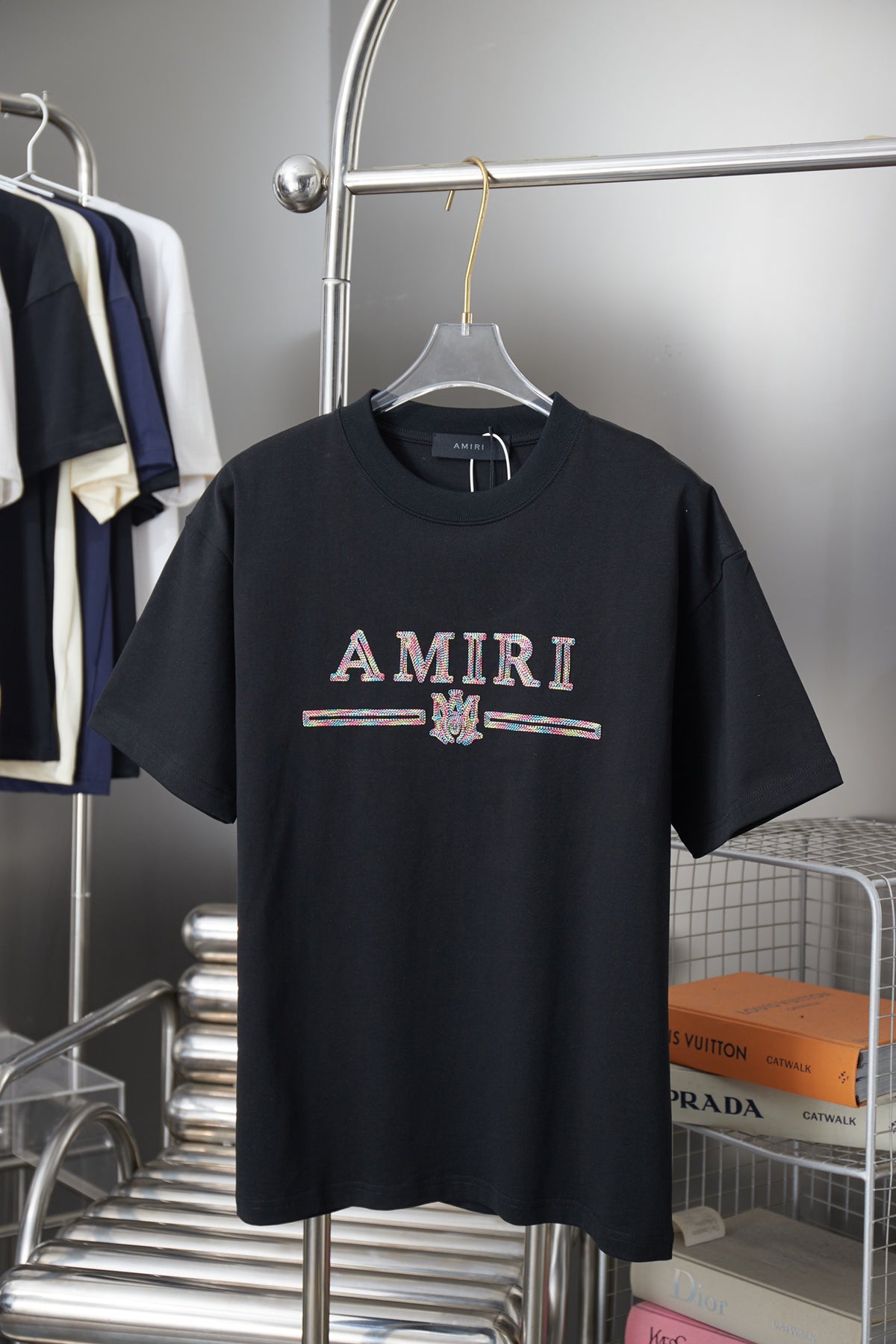AMIRI Multicolor Collegiate Logo Short‑Sleeve T‑Shirt
