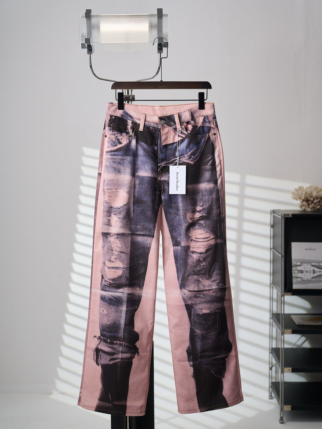 Acne Studios Unisex Printed Wide‑Leg Denim‑Style Trousers