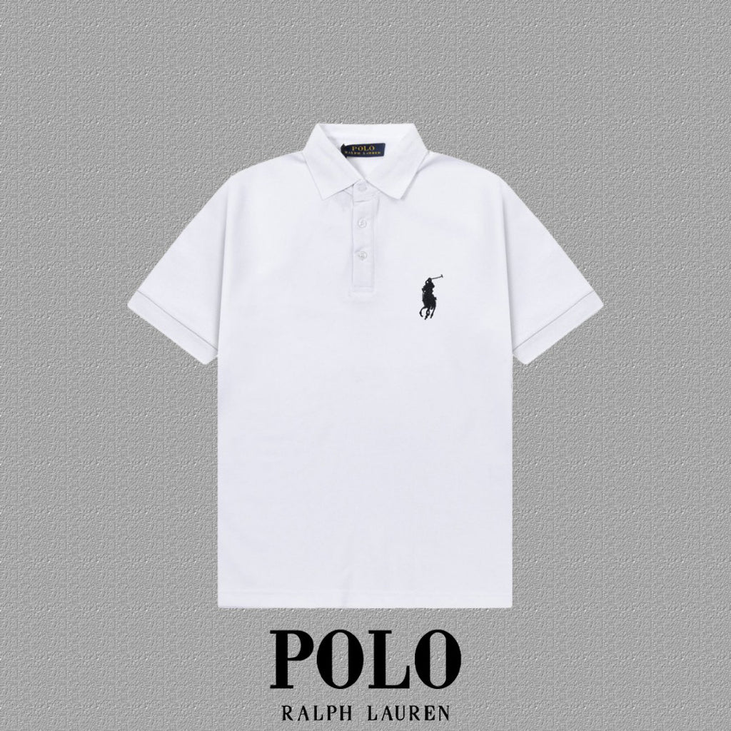 Men's Classic Collar Short‑Sleeve Polo Shirt Small Horse Embroidery Solid Casual Top