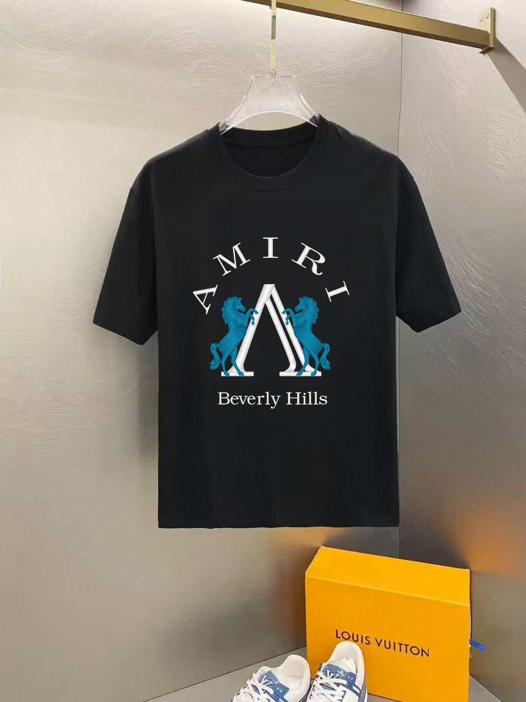 Amiri Beverly Hills Dual‑Horse Front Graphic Crew‑Neck Short‑Sleeve T‑Shirt