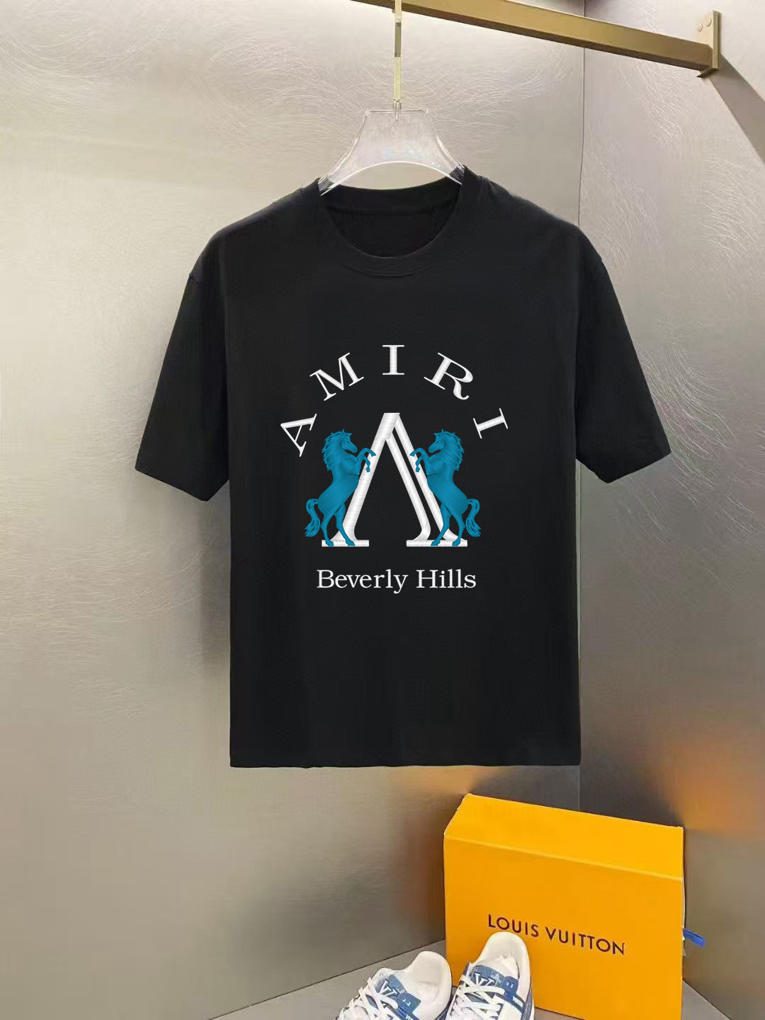 Amiri Beverly Hills Dual‑Horse Front Graphic Crew‑Neck Short‑Sleeve T‑Shirt