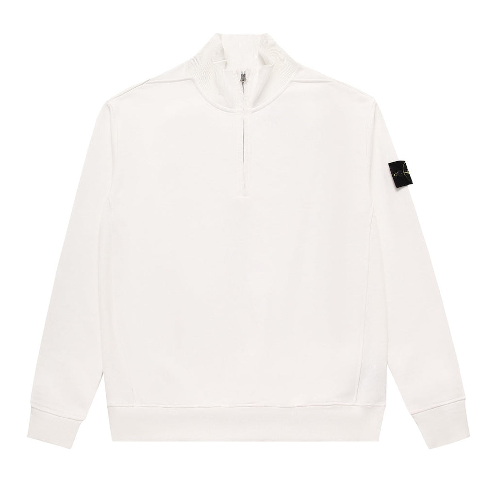 Stone Island Cotton Half-Zip Mock Neck Sweatshirt with Left Sleeve Compass Badge