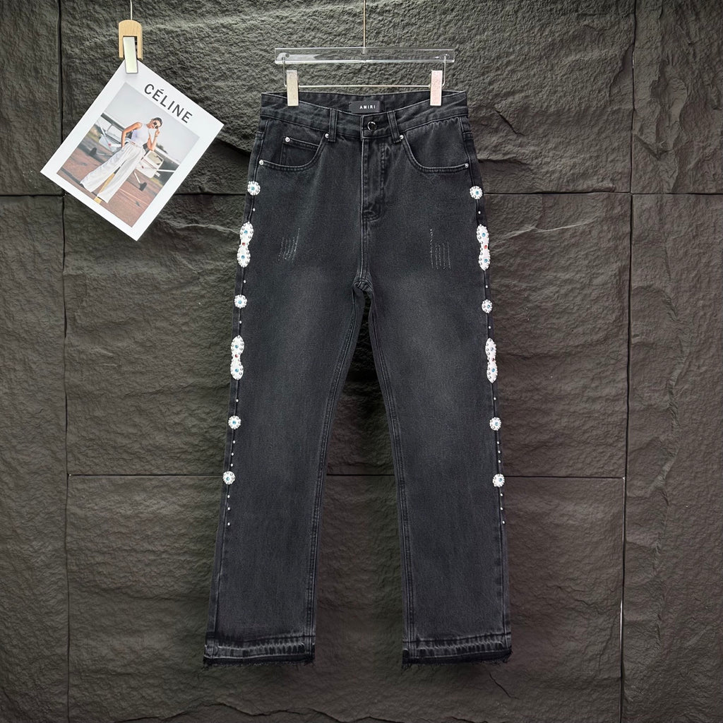 AMIRI Rhinestone‑Embellished Flared Denim Jeans