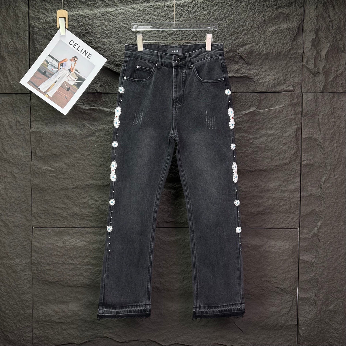 AMIRI Rhinestone‑Embellished Flared Denim Jeans