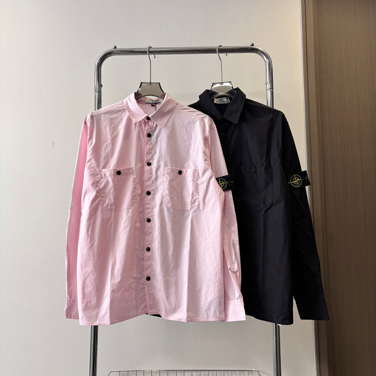 Stone Island Technical Cotton Overshirt with Snap Buttons and Compass Badge