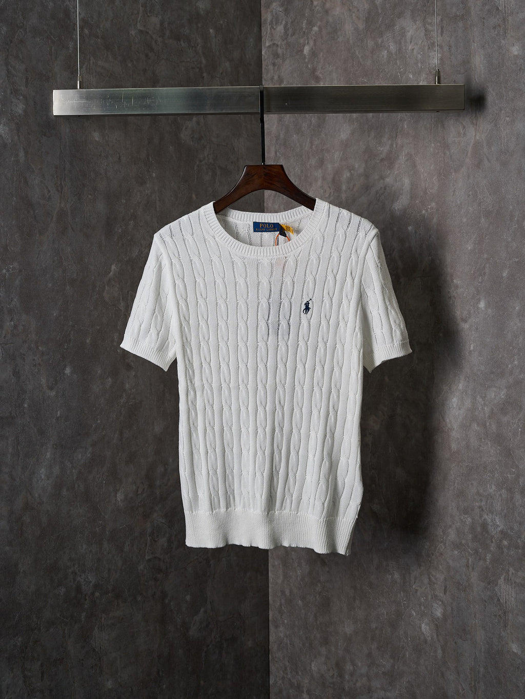 Ralph Lauren Men's Cable‑Knit Crew‑Neck Short‑Sleeve Sweater