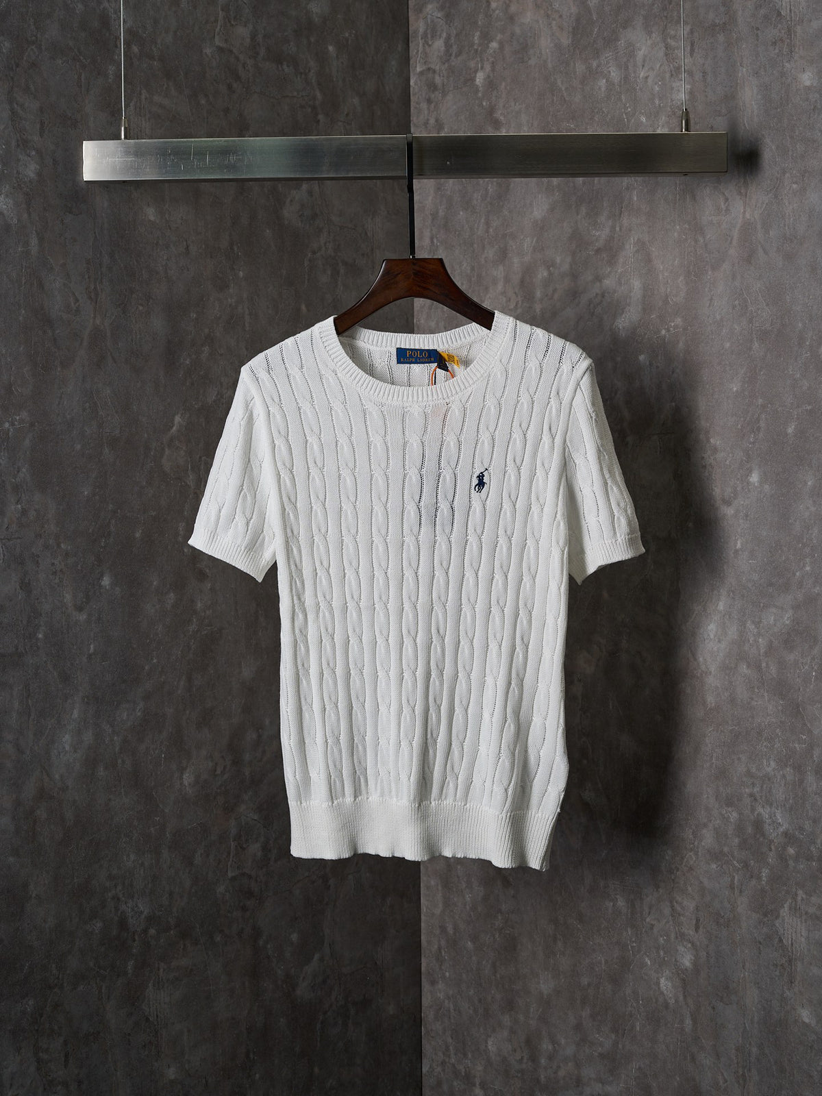 Ralph Lauren Men's Cable‑Knit Crew‑Neck Short‑Sleeve Sweater