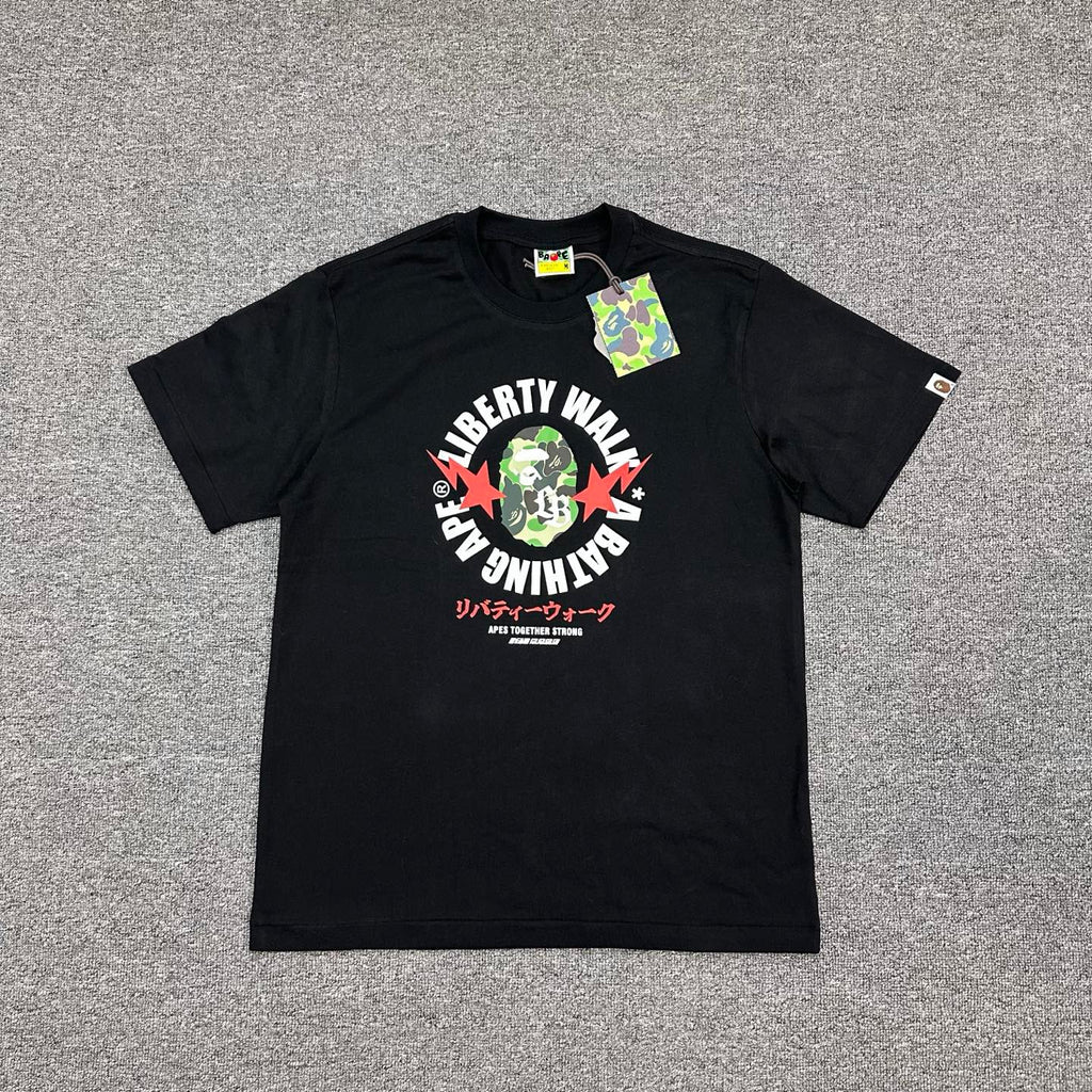 BAPE x Liberty Walk SS26 Badge T-Shirt - Black / White