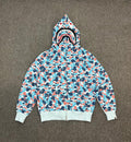 BAPE PA Series Coral Blue ABC Camo Shark Full-Zip Hoodie - Hangzhou City Limited