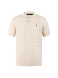 Polo Ralph Lauren Men’s Cable‑Knit Short‑Sleeve Polo Sweater With Navy Pony Embroidery