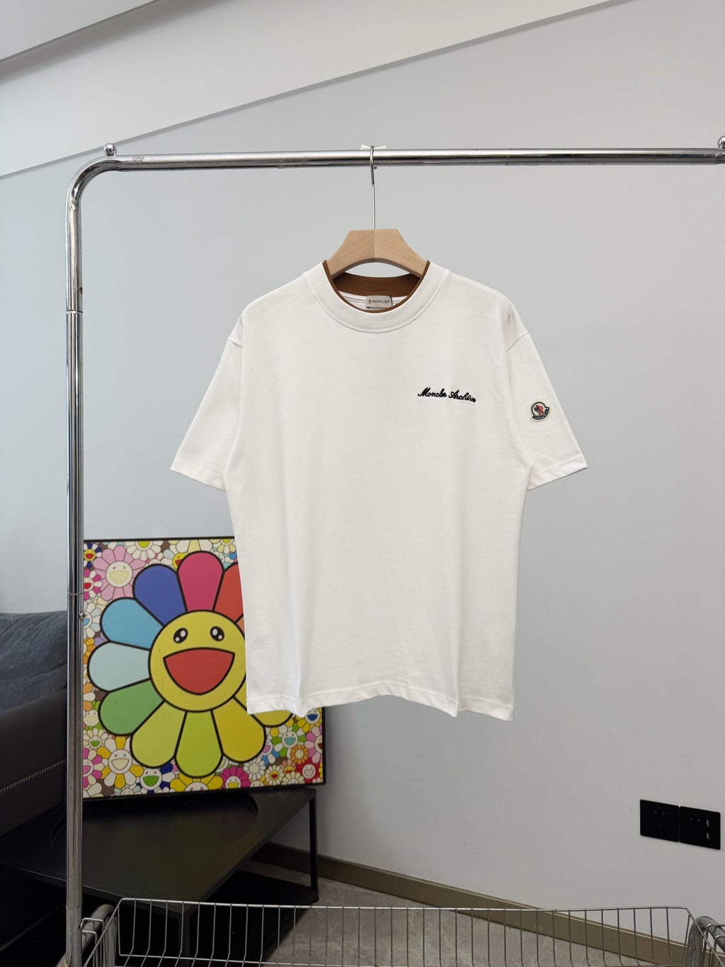 Moncler Shelton Logo Embroidered T-Shirt White