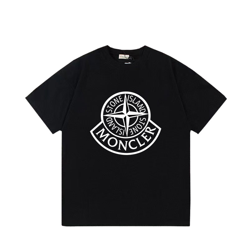 Moncler x Stone Island Collab Logo Graphic Tee Black
