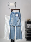 Acne Studios Distressed Layer‑Look Denim Skirt‑Trousers