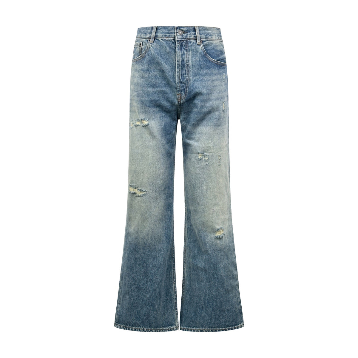 Acne Studios Distressed Flared Leg Vintage Wash Denim Jeans