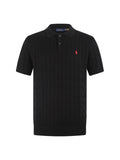Polo Ralph Lauren Men’s Cable‑Knit Short‑Sleeve Polo Sweater, Small Red Pony Embroidery