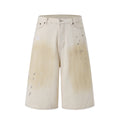 cne Studios Vintage Paint‑Splatter Denim Jort Shorts