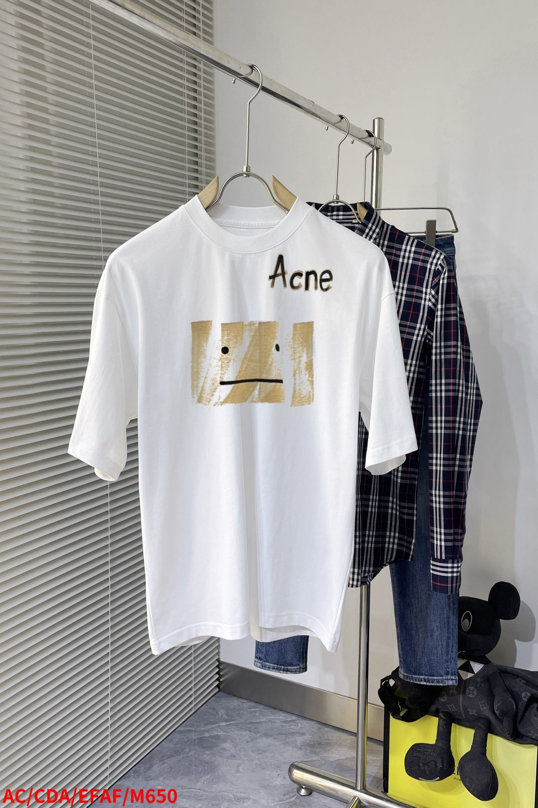 Acne Studios Brush‑Stroke Face‑Graphic Short‑Sleeve T‑Shirt